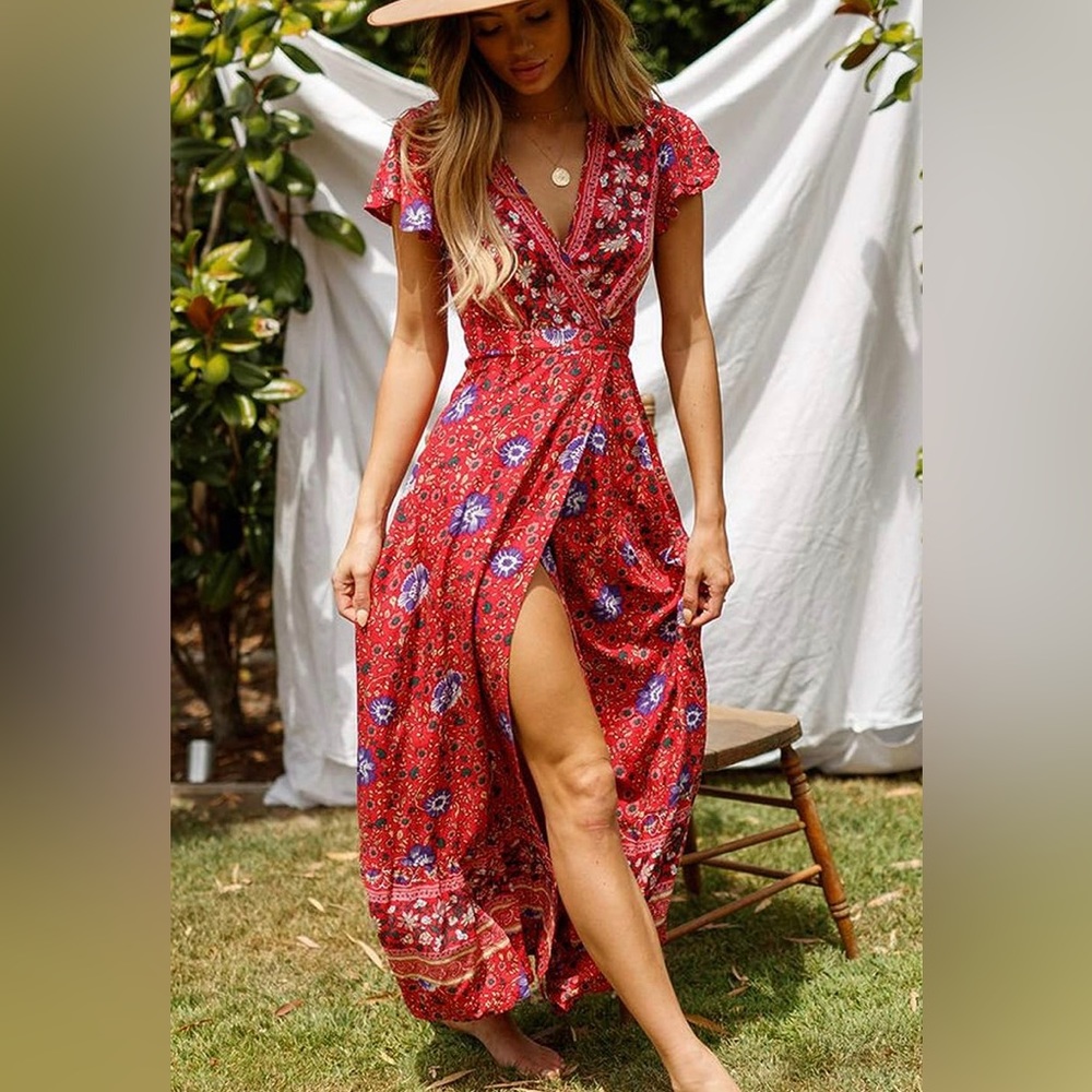 Boho Summer Dress Pink/Purple Floral